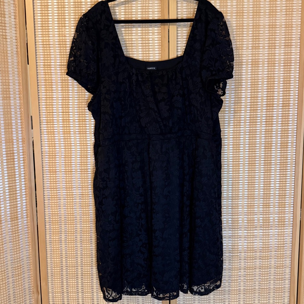 Torrid Womens Black Floral Lace Square Neck Short Sleeve Cocktail Dress Size 5